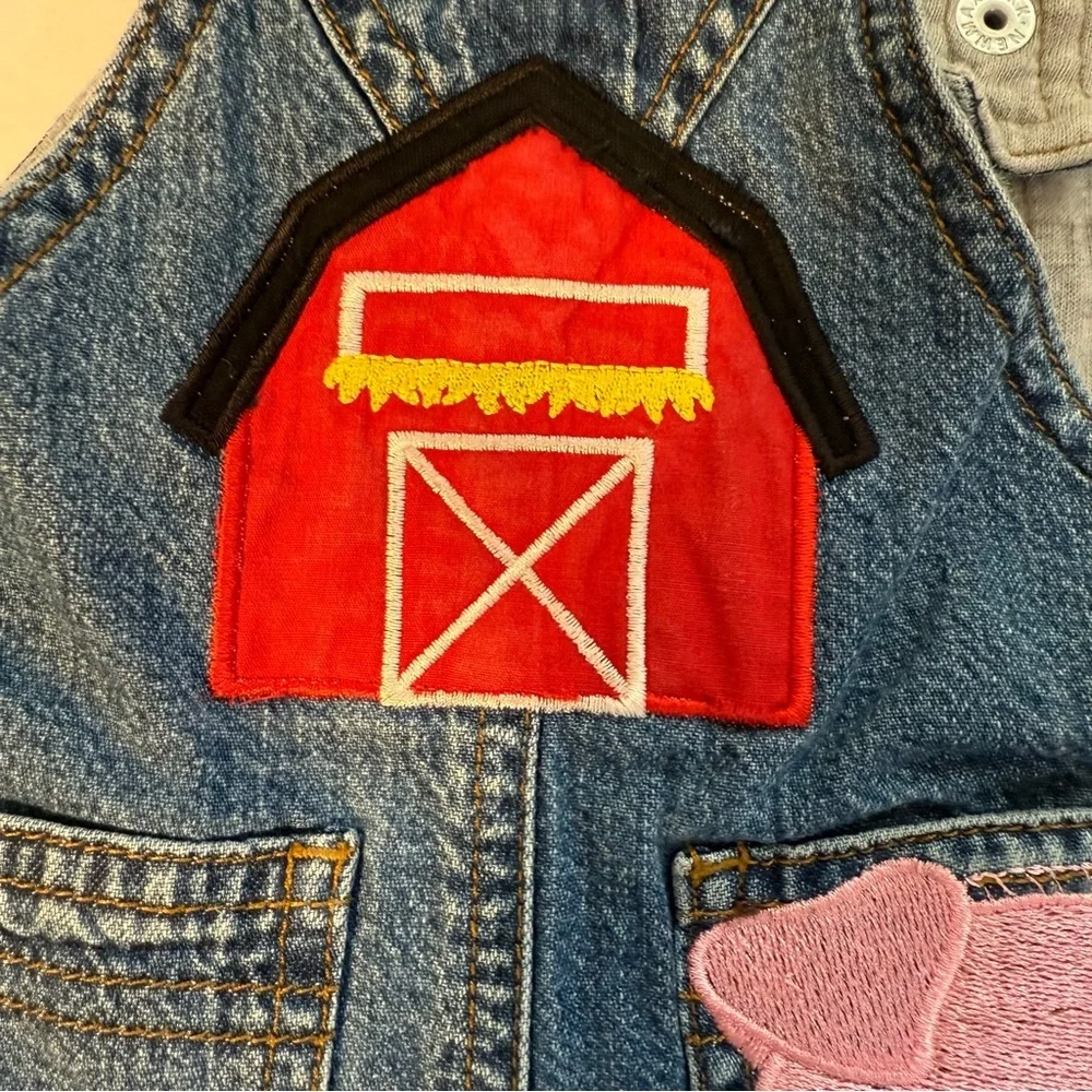 Baby gap Denim Overalls Farm Appliqués‎ embroidery handmade 6-12 months boy